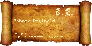 Bohner Reginald névjegykártya